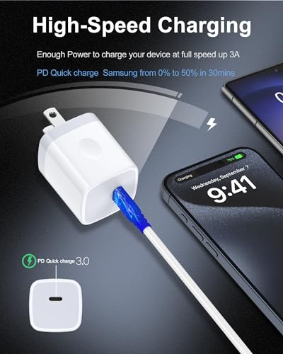 Image of Samsung Galaxy S26 USB C Fast Charger Block, 2Pack 20W PD3.0 AILKIN Wall Plug Charging Cube, 5V 3A USBC Power Adapter for Samsung Galaxy A17 A16 5G, iPhone 17 17e 16 15 Pro Max,