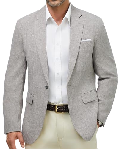 Autsel Men’s Casual Blazer One Button Suit Jacket Regular Fit Classic Notch Lapel Sport Coat for Business Smart Casual & Weddings Light Grey M