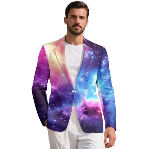 Men's One Button Blazer Casual Suit Jacket Slim Fit Lightweight Party Suit Jacket Machine Washable Cardigan