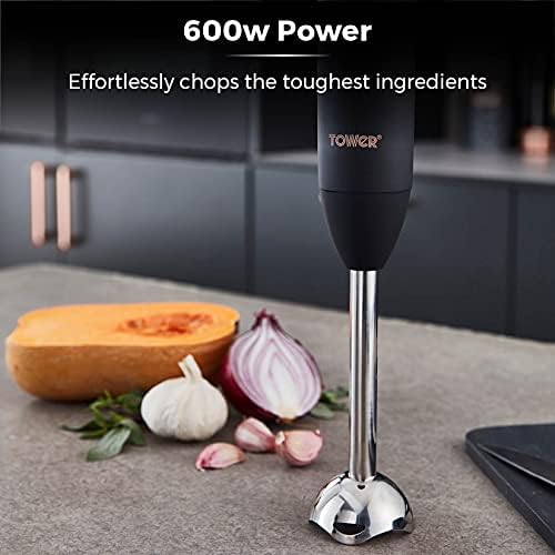Tower Cavaletto T12059RG Stick Blender with Turbo Function, 600W, Black and Rose Gold