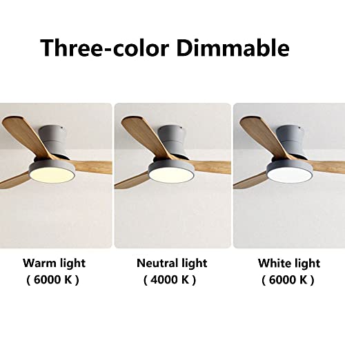 Ibalody Nordic Indoor Ceiling Fan Light 42In/52In Mute Fan Light 6 Gear Wind Speed Ceiling Fan With 60W Led Light 35W Fan Motor With 3 Big Fan Blades For Dining Room Living Room Kitchen Island #TOP5
