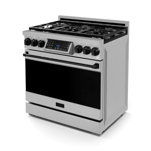 Image of Gordon Ramsay by THOR Kitchen 36 Inch Professional Liquid Propane Range with Tilt Panel Touch Control in Stainless Steel /Black