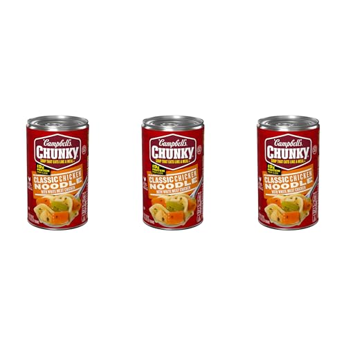 Image of Campbell's Chunky Classic Chicken Noodle Soup, 18.6 oz Can (Pack of 3)