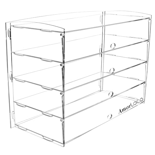 Vitrina de 4 niveles para panadería, repostería, vitrina de acrílico transparente, gabinete comercial, sándwiches, pan, caja de almacenamiento de donas, queso, galletas, soporte organizador de
