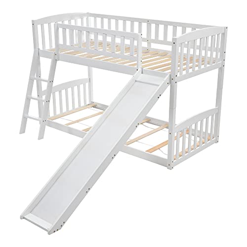 Azkoeesy Etagenbett mit Rutsche, mit Fallschutz Zaun, mit Abnehmbarer...