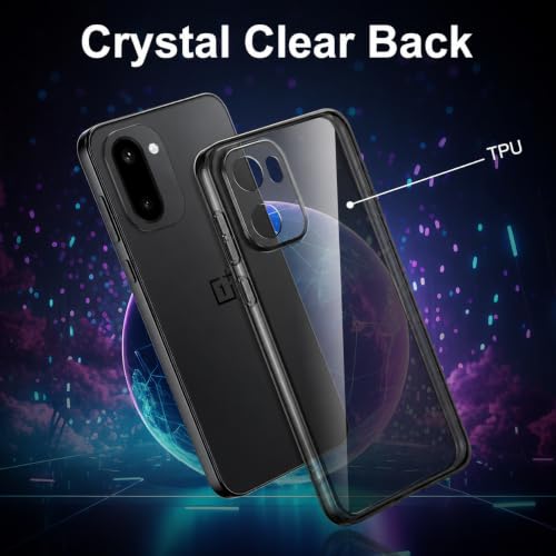 Image of VONZEE Compatible with Oneplus 15r 5G Back Cover Case Clear,[ Anti Yellow ][Military Grade Protection] Hard PC Back Cover Transparent-Black