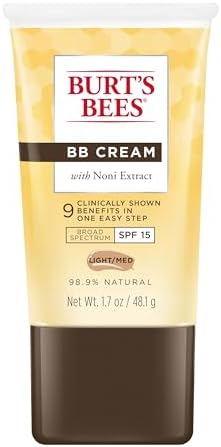 Burt's Bees BB Cream With SPF 15, Broad-Spectrum Sunscreen Tinted Lotion for All Skin Types, 98.9 Percent Natural Origin Skin Care, Light to Medium, 1.7 oz. Tube