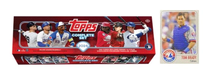 2024 Topps Baseball Sealed Hobby Factory Set (700 Cards + 5 Card Foilboard Parallel Pack) plus exclusive Hobby Rewards Promo Tom Brady card in Expos Uniform