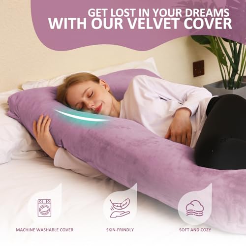 Chilling Home Pregnancy Pillows, Pregnancy Pillows for Sleeping U Shaped Full Body Pillow Maternity Pillow 58 inch, Pregnant Women Must Have with Removable Cover, Pink