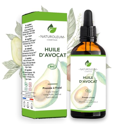 Aceite de aguacate orgánico Prensado en Frío, Puro y Natural - Cuidado del Cabello, Pestañas, Uñas, Piel, Barba 100ml