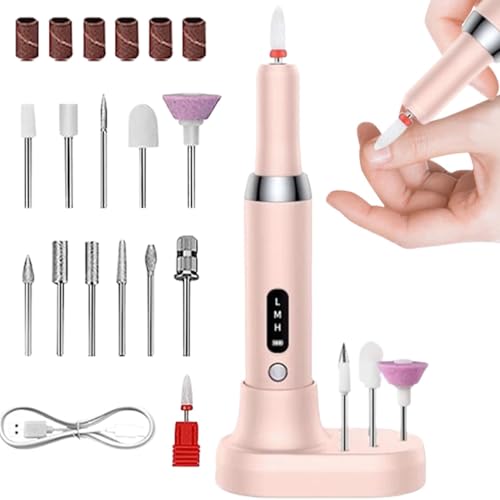 Uñas Eléctrica, Taladro Uñas Eléctrico Portátil, Juego De Manicura Y Pedicura Con Máquina Perforadora De Uñas, Fácil De Usar, Seguridad Y Comodidad, 13,2 X 2,3 Cm, Rosa//caqui Para El Hogar