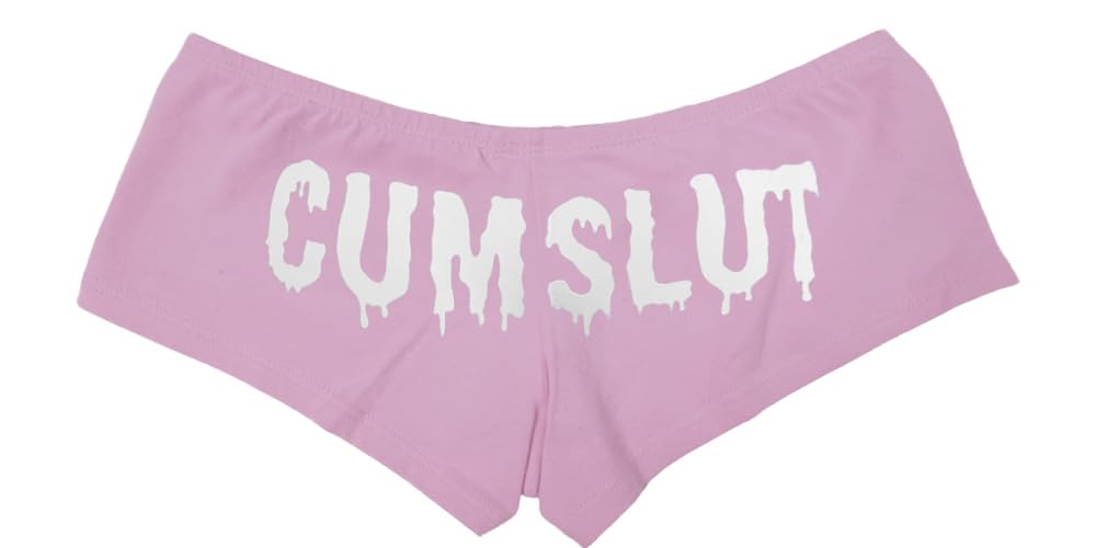 Sexy Cumslut Naughty Panty BDSM DDLG Cum Slut (Cheeky Boy Short): Small Powder Pink