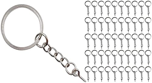 Image of DIY Crafts Pack Of 10 Pcs, Keychain Rings Screw Eye Mindi, Silver Key Chain Rings Kit, Keychain Rings with Chain and Jump Ring with Screw Ey (Pack Of 10 Pcs, Keychain Rings Screw Eye Mindi)