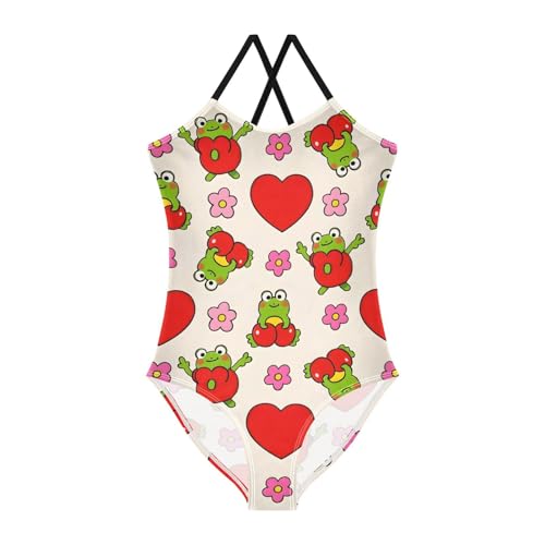 Frog Flower Girls One Piece Swimsuits Quick Dry Beach Swimwear Bathing Suit