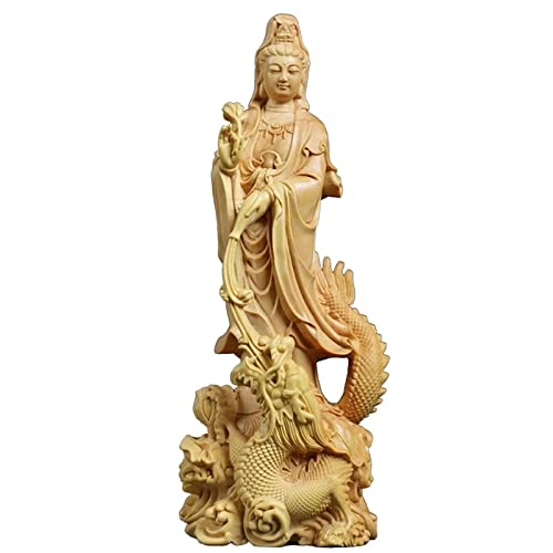 Estatua de Quan Yin en madera tallada 16x6 cm