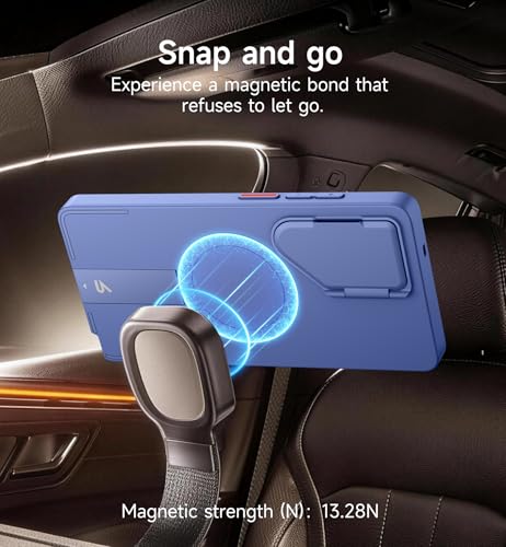 Image of SURITCH for Samsung Galaxy S25 Ultra Phone Case, Magnetic Shockproof Bumper Case Slim Protective Cover with Camera Cover & Adjustable Metal Kickstand for Galaxy S25 Ultra (2025)-Starlight Blue