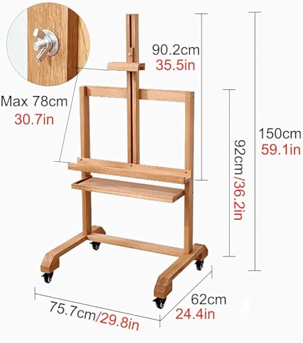 Soporte móvil de piso para TV de madera maciza con estante miniatura 3