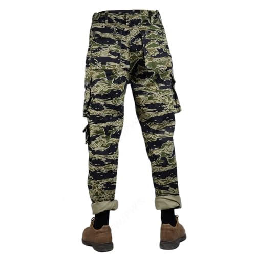 WWII Tiger Spot Camo Pants Men's Vintage Outdoor Sports Overalls Combat Cargo Pants Replica WW2 US TCU Pant3