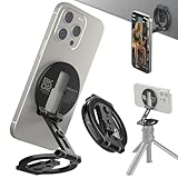 MOSENVKA magsafe対応 スマホスタンド 両面マグネット 超强磁力 マグセーフ 携帯リング スマホホルダ アルミ合金 超薄型折りたたみ式 角度自由 アルミ合金 車載ホルダー マルチスタンド 1/4" ネジ三脚マウント iPhone 17 16 15 14 13 12 Pro Max Plusに対応 ジム用スマホホルダー (BK2)