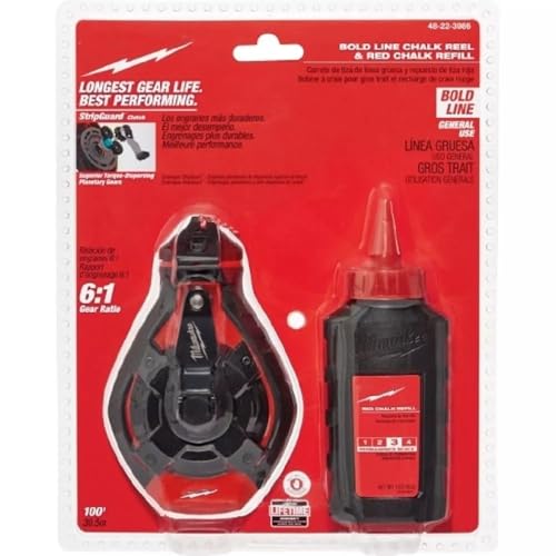 for Milwaukee Tool 48-22-3986 100 Ft. Bold Line Chalk Reel,Red Chalk