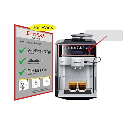HSW | 2X Panzerfolie Panzerschutzfolie 9H Display-Schutz-Folie für Siemens TE653501DE EQ.6 Plus S300 S700 S100 Kaffeevollautomat