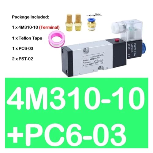 Électrovanne pneumatique 4M310-10 DC12V : commutation rapide à 2 positions 5 voies - 3
