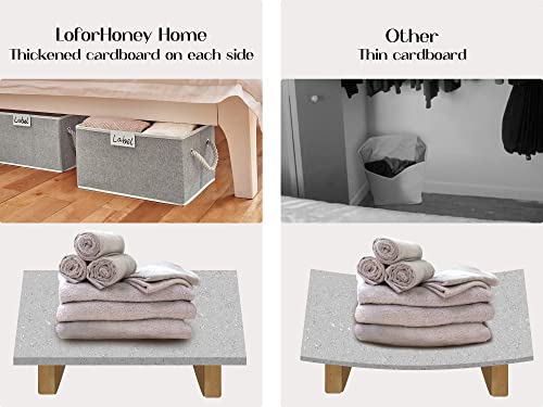 Loforhoney Home Fabric Storage Baskets For Shelves, Foldable Storage Baskets For Organizing, Closet Organizer Bins With Cotton Rope Handles, Canvas Storage Bins For Clothes, Large, Light Gray, 2-Pack #TOP3