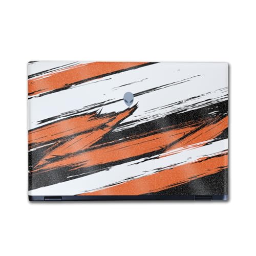 Image of Glossy Glitter Laptop Skin Compatible with Alienware M16 R2 (2024) - Grunge Orange - Premium 3M Vinyl Protective Wrap Decal Cover - Easy to Apply | Crafted in The USA by MightySkins