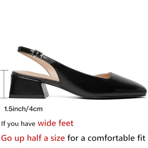 Mostrin Womens Chunky Low Heels D'Orsay Slingback Block Heel Pumps Closed Square Toe Dress Shoes for Work Office Daily Wedding2