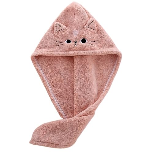Serviette en microfibre rose pour cheveux secs et bonnet de douche absorbant - 2