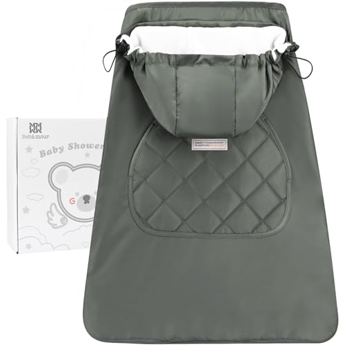 Bebear Rivestimento invernale per portabebè caldo, universale, con cappuccio, per tutte le stagioni (New Type Grey)