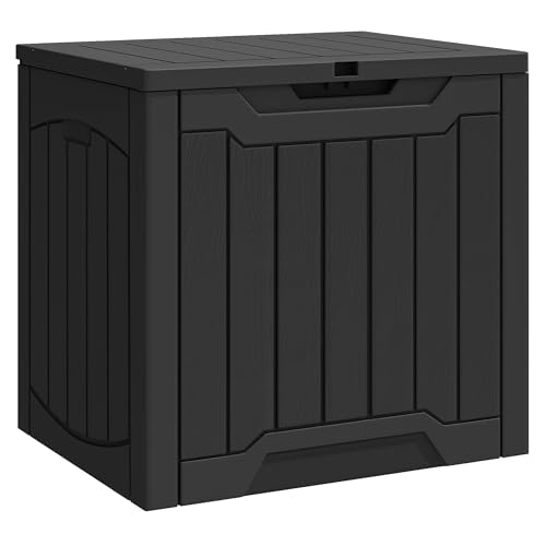 YITAHOME Outdoor Resin Storage Box 31 Gal Water-resistant Patio Deck Box Outdoor Storage Box for Pillows Garden Equipment Securely Lockable Black