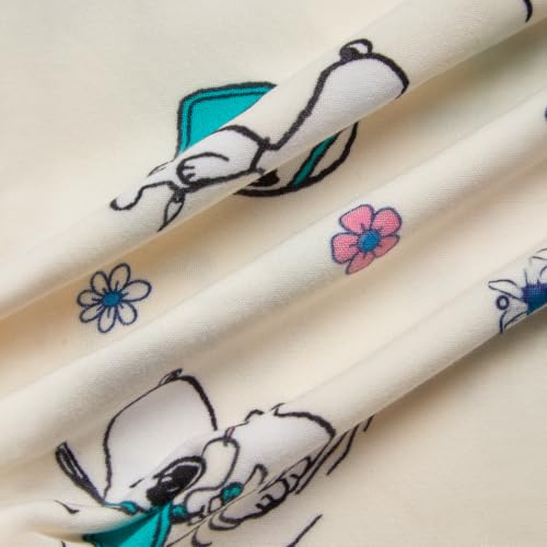 Image of COCO BRANDS Peanuts Snoopy Womens Pajama Set - 2 Piece Short Sleeve Button Down Sleep Shirt and Pajama Shorts