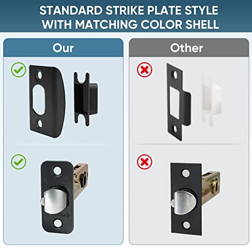 Traditional Wave Style Reversible Door Lever Set for Interior Doors (Matte Black, Passage, 2-Pack)