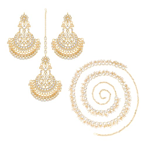 Image of Peora Kundan Faux Pearl Traditional Jewellery Set Gift for Women