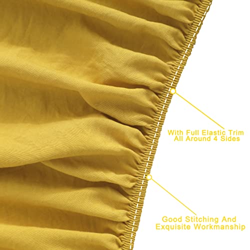 FLXXIE 4 Pieces Toddler Bedding Set, Soft and Breathable Microfiber Crib Sheet Set, Includes Quilted Comforter, Flat Top Sheet, Fitted Sheet, Envelope Pillow Case for Boys and Girls, Yellow