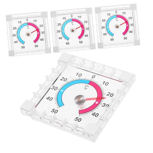 YARNOW Thermomètre Extérieur Fenêtre Lot de 4 Thermomètre à Aiguille Haute Précision Jauge Température Intérieure/Extérieure Facile à Installer pour Maison Garage Terrasse Portes et Fenêtres