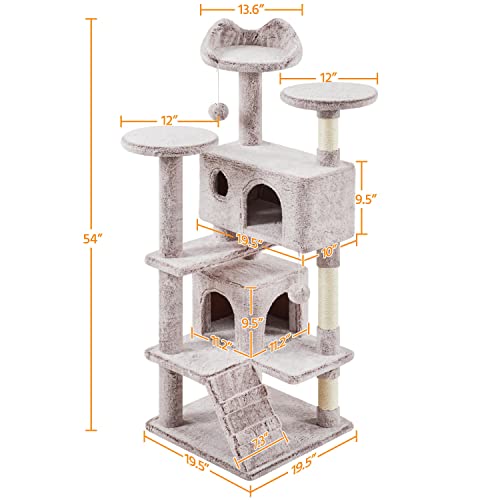 image for Yaheetech 54in Cat Tree, Cat Tower with Double Cat Condo, Sisal Scratc