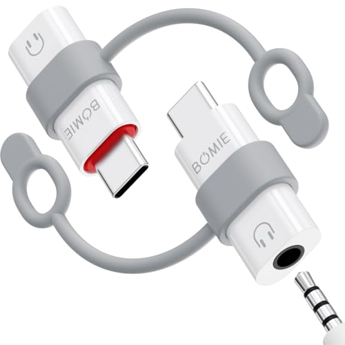 BOMIE USB C to 3.5mm イヤホンジャック 変換アダプター 2個セット イヤホンジャック 変換 タイプc 3極 4極 DACチップ搭載 Hi-Fi音質 音量調節/通話/音楽対応 有線コントロール 紛失防止設計 Phone 17/16/15