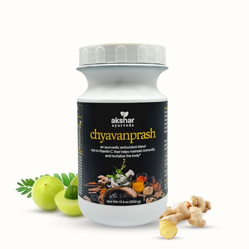 AKSHAR Ayurveda Chyavanprash Organic(17.6 oz / 500g) Pure Ayurvedic Herbal Mix with Organic Ashwagandha Amla (Indian Gooseberry) & Honey Boost Immunity Energize & Rejuvenate Naturally