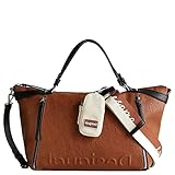 Desigual Damen Bols_Half Logo Lib Hand Bag, Brown, Einheitsgröße EU