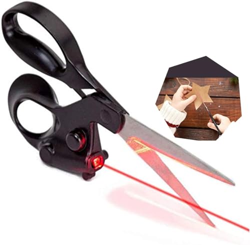 Wincal Ciseaux Laser - Ciseaux de Couture Professionnels Guidés par Laser, Noir, Métal, Réglable, 21.5*8cm/8.5*3.1in