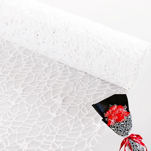 Papier cadeau motif floral blanc pour bouquet de fleuriste Saint-Valentin
