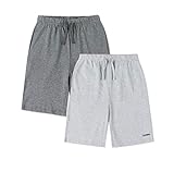 ALAVIKING Kids 1 or 2 Pack 100% Cotton Shorts Drawstring Elastic Waist Sweat Shorts for Boys or Girl