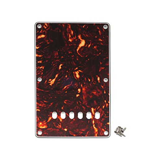 Musiclily 6 Hole ST Back Plate Tremolo Cavity Cover for China Squier Electric Guitar 4Ply Tortoise Shell