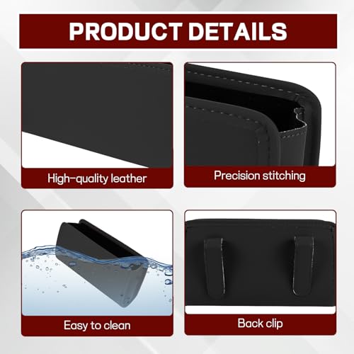 Image of Hovom Car Trash Can, Leather Waterproof Automotive Garbage Can with Trash Bag, Hanging Mini Vehicle Trash Bin, Small Auto Door Organizer Storage Pouch, Universal Car Accessories (Black)