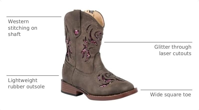 Image of ROPER Kids Girls Glitter Breeze Square Toe Casual Boots Mid Calf