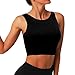Snailify Women's Sports Bra High Impact Full Coverage Long Line Crop Tank Top - Yoga Gym Running Workout Bra Black