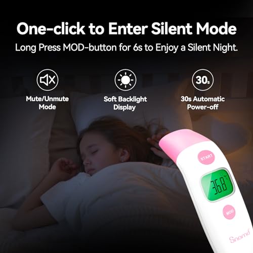 Snomd Termómetro de fiebre sin contacto por infrarrojos para orejas y frente, termómetro digital para oído sin contacto, termómetro médico infrarrojo para bebé - imagen 5