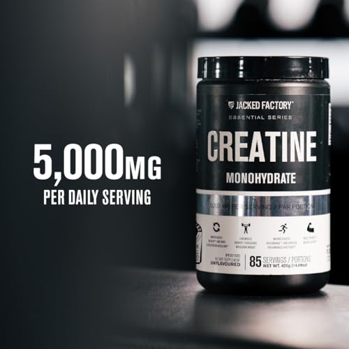 Jacked Factory Creatine Monohydrate Powder 425g - Canadian-Owned Informed Choice Certified Supplement for Increased Muscle Mass*, Improved Strength, Power, & Performance** - 85 Servings, Unflavored - Image 3